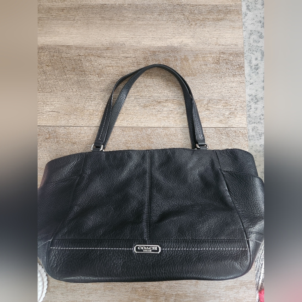 Coach Park Leather Carrie Shoulder Bag Silver/Black No F23284